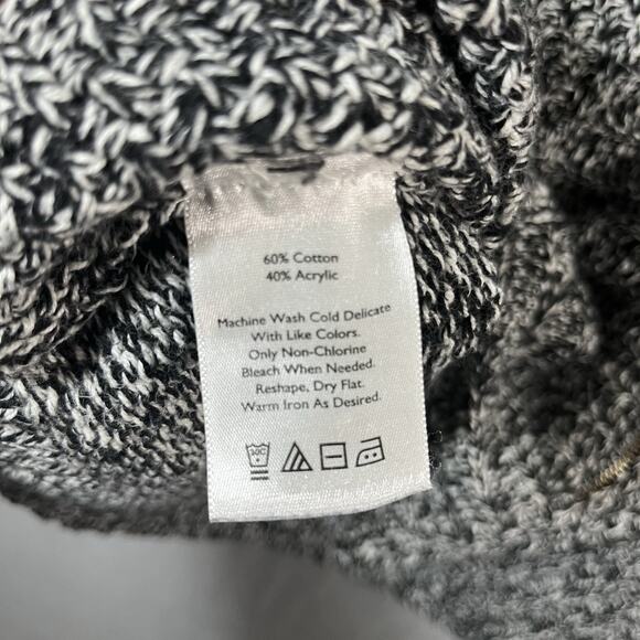 Eddie Bauer Sweater Womens Medium Gray Cotton Full Zip Cardigan Cowl Neck - Picture 10 of 12